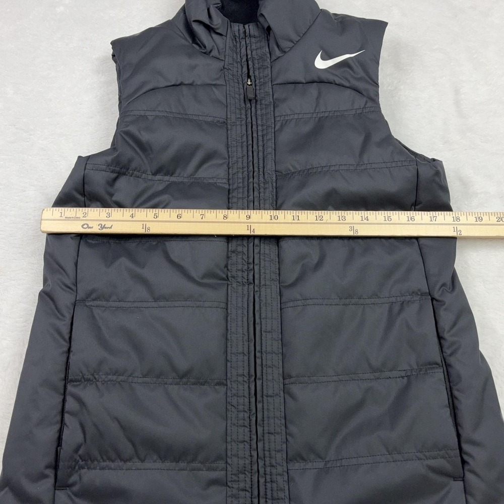 Nike Puffer Vest Womens S Black Insulated Quilted Polyester Lined Collared Short - Picture 9 of 13